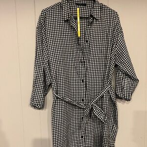 Esmara Black and White Checkered Shirt Dress